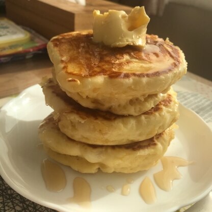 めっちゃふんわりもっちり！！
美味しかったです✩
餅が入ってるので腹持ちが良く、1枚でだいぶお腹いっぱいになりました笑
2歳の娘がとても喜んで食べてました♪